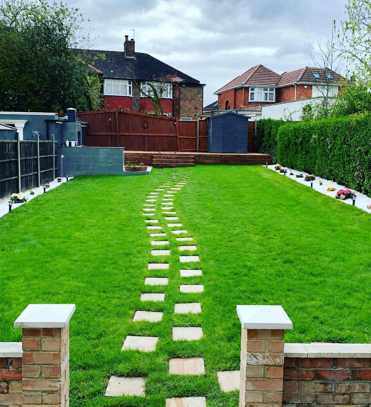 Garden maintenance team at work